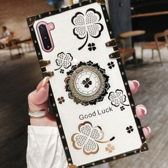 Samsung Galaxy Note 10 Case Good Luck Bling Diamond Square TPU Cover White - Picture 4 of 4